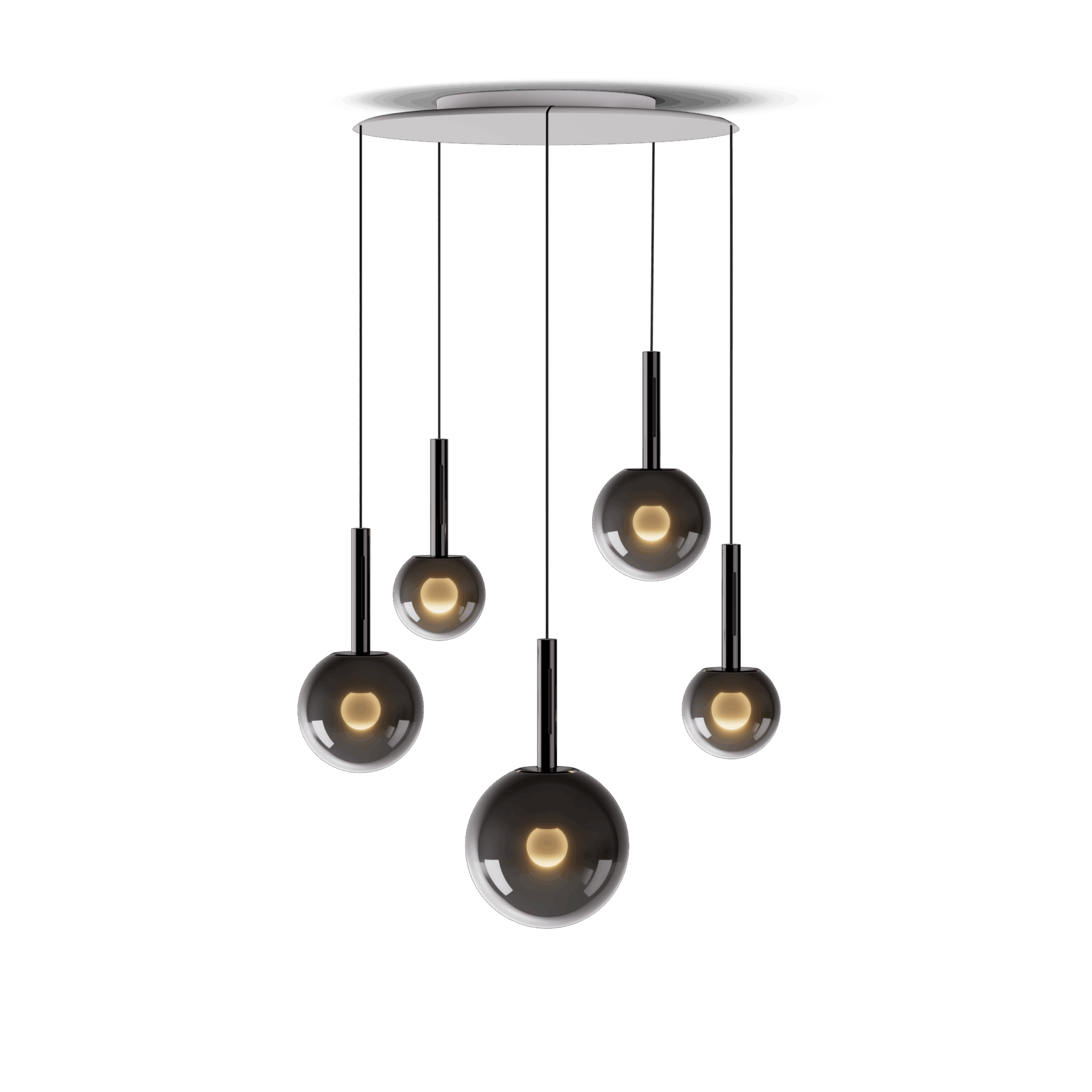 LICHTTECHNISCHES MEISTERWERK Klassik meets Moderne: elegante Leuchten der Serie »Luna« von Occhio mit hochglänzenden Oberflächen dark chrome und phantom. ELEKTRO- UND LICHTHAUS ENZINGER
